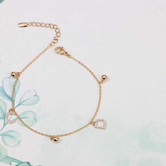 "Delicate Rose Gold Bracelet with CZ Charms & Adjustable Chain, XPBL0843 - Picture 6 of 12